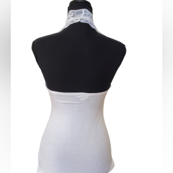 WHITE LACE WOMEN V-NECK HALTER TOP ( SIZE M) - Picture 4 of 7